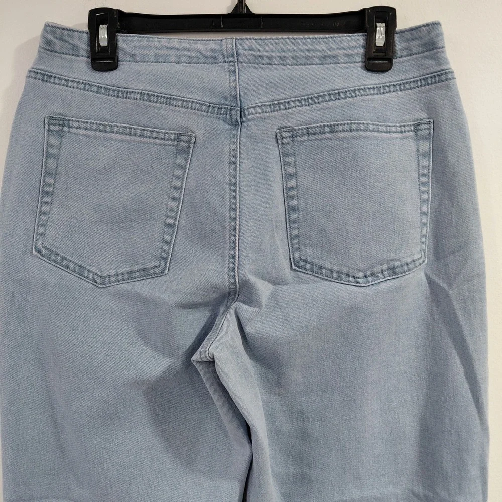 Flamingals Light Wash Denim Jeans Wide Leg Drawstring Waist Size M